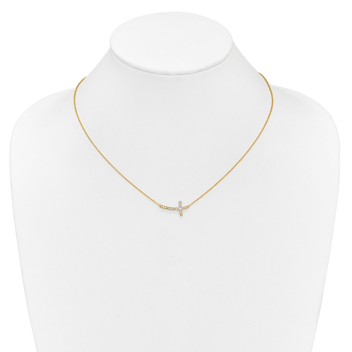 14k Diamond Sideways Cross 18in Necklace-PM4691-010-YA