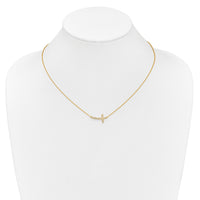 14k Diamond Sideways Cross 18in Necklace-PM4691-010-YA