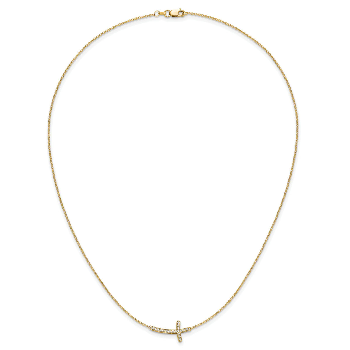 14k Diamond Sideways Cross 18in Necklace-PM4691-010-YA