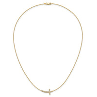 14k Diamond Sideways Cross 18in Necklace-PM4691-010-YA