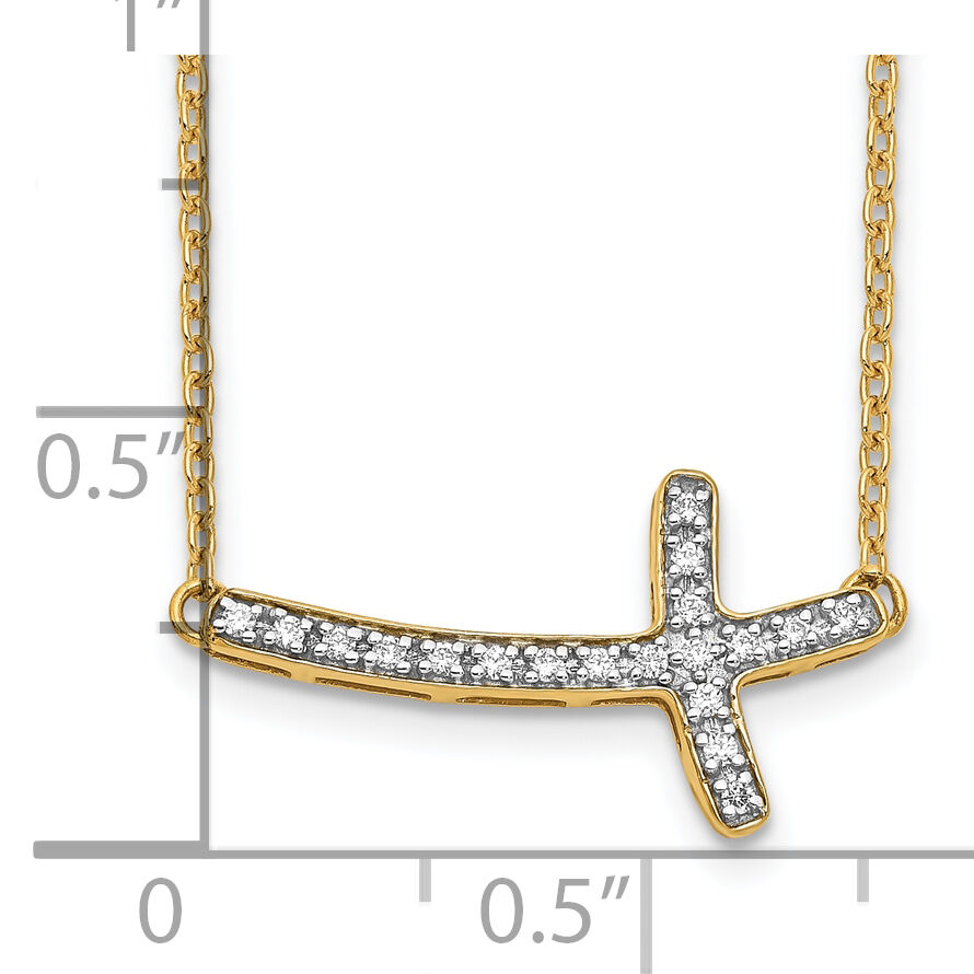 14k Diamond Sideways Cross 18in Necklace-PM4691-010-YA