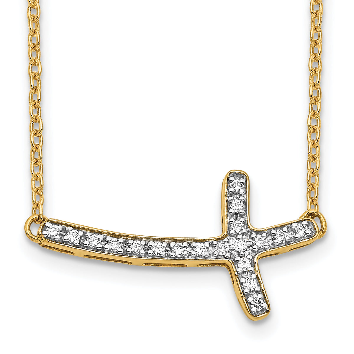 14k Diamond Sideways Cross 18in Necklace-PM4691-010-YA