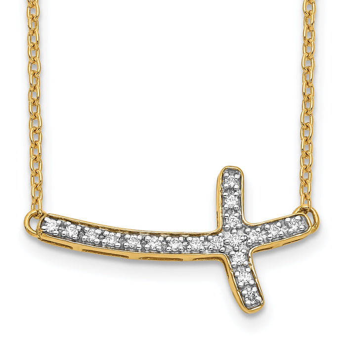 14k Diamond Sideways Cross 18in Necklace-PM4691-010-YA