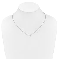 14k White Gold Diamond Sideways Cross 18in Necklace-PM4691-010-WA
