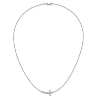 14k White Gold Diamond Sideways Cross 18in Necklace-PM4691-010-WA