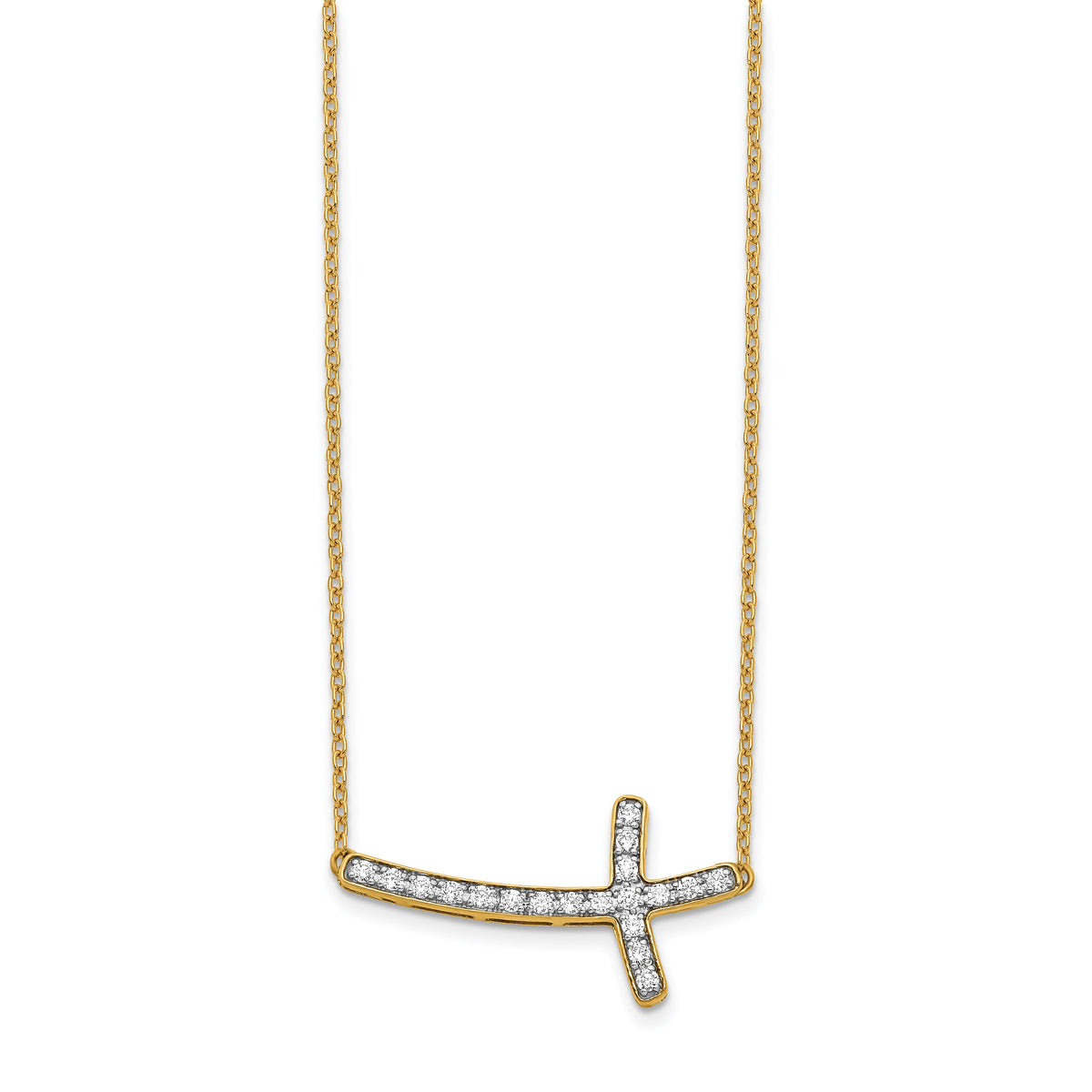 14k Diamond Sideways Cross 18in Necklace-PM4691-025-YA