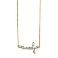 14k Diamond Sideways Cross 18in Necklace-PM4691-025-YA