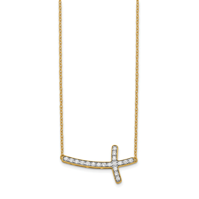 14k Diamond Sideways Cross 18in Necklace-PM4691-025-YA