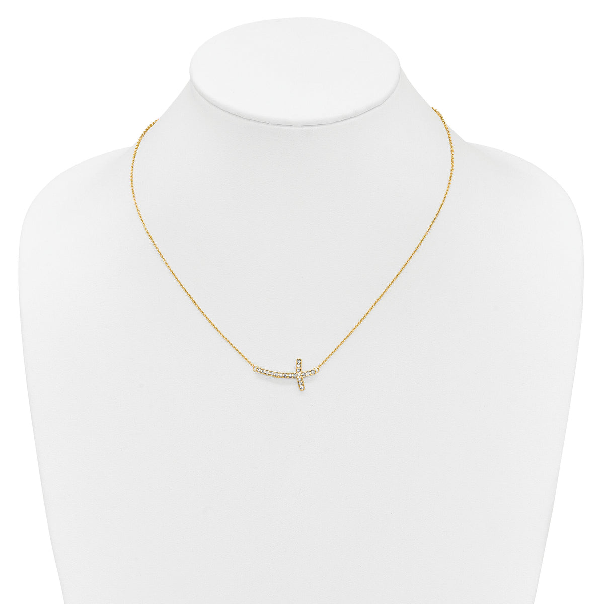 14k Diamond Sideways Cross 18in Necklace-PM4691-025-YA