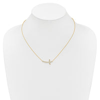 14k Diamond Sideways Cross 18in Necklace-PM4691-025-YA