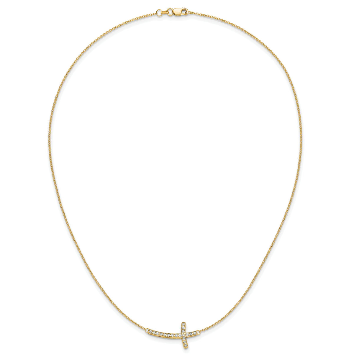 14k Diamond Sideways Cross 18in Necklace-PM4691-025-YA