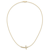 14k Diamond Sideways Cross 18in Necklace-PM4691-025-YA