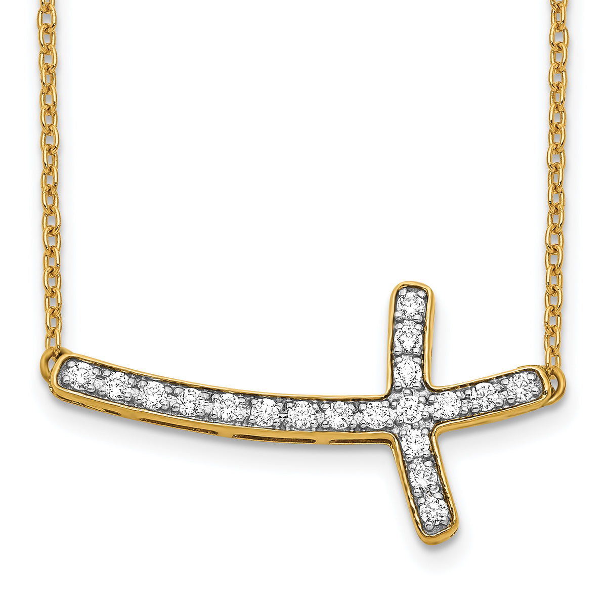 14k Diamond Sideways Cross 18in Necklace-PM4691-025-YA