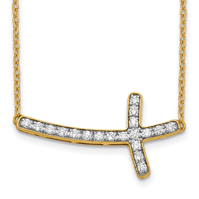14k Diamond Sideways Cross 18in Necklace-PM4691-025-YA