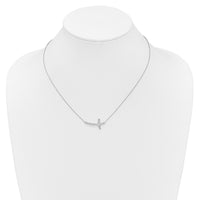 14k White Gold Diamond Sideways Cross 18in Necklace-PM4691-025-WA