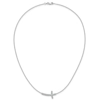 14k White Gold Diamond Sideways Cross 18in Necklace-PM4691-025-WA