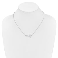 14k White Gold Diamond Sideways Cross 18in Necklace-PM4691-050-WA