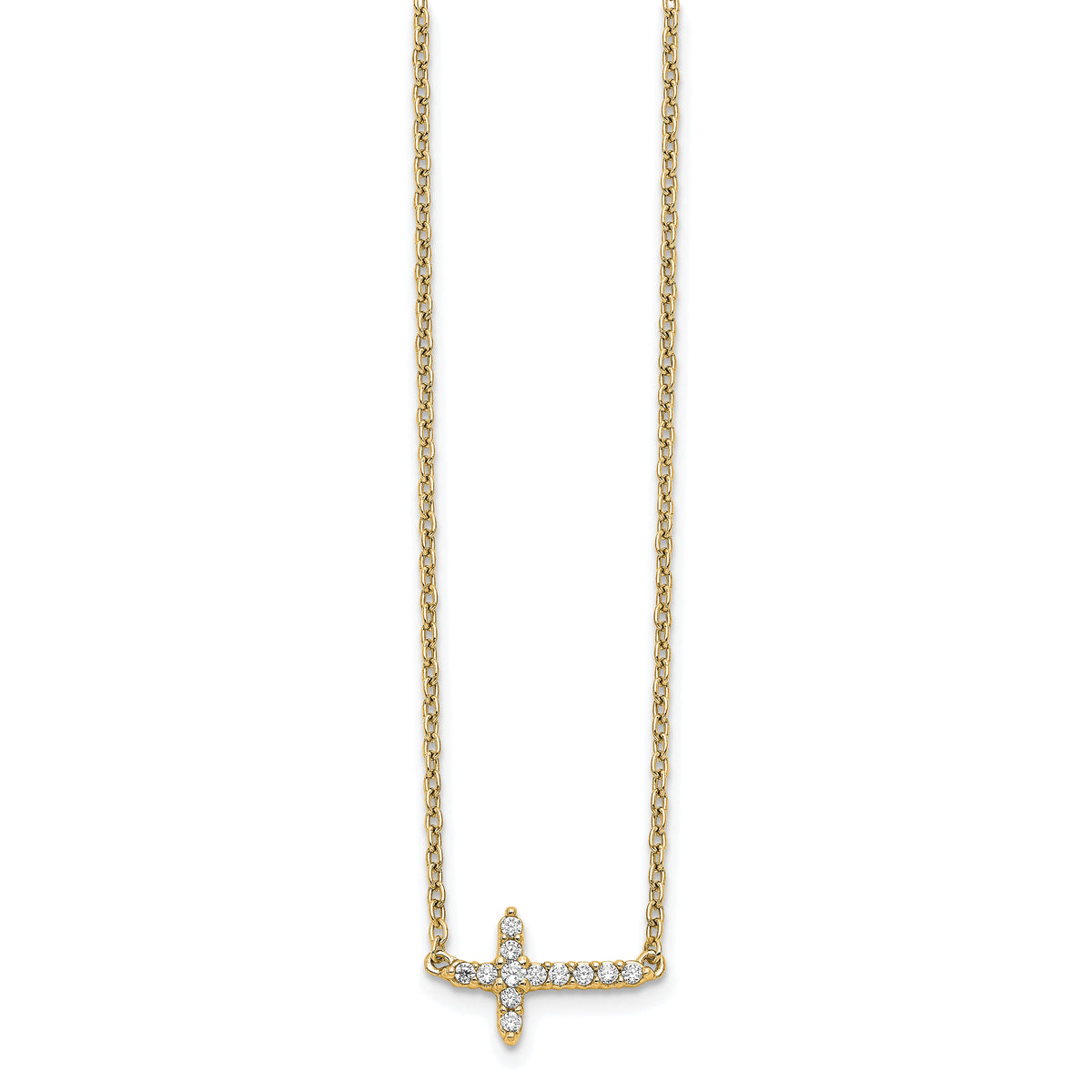 14k Diamond Sideways Cross 18in Necklace-PM4692-010-YA
