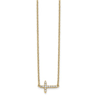 14k Diamond Sideways Cross 18in Necklace-PM4692-010-YA