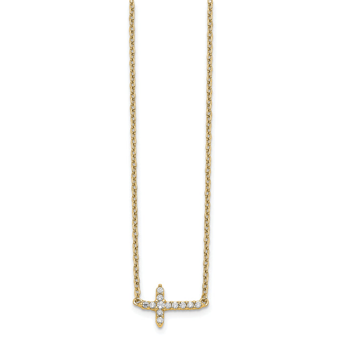 14k Diamond Sideways Cross 18in Necklace-PM4692-010-YA