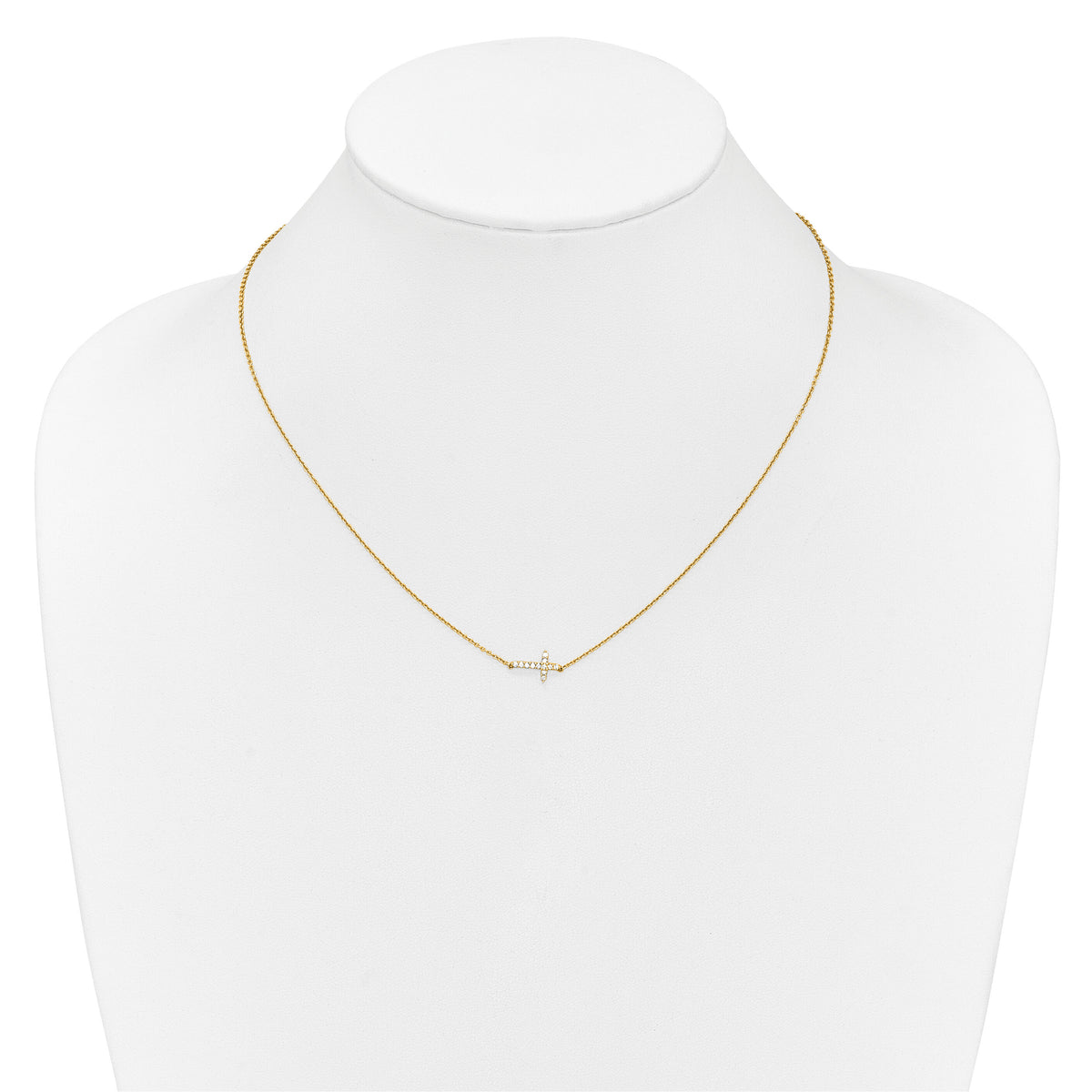 14k Diamond Sideways Cross 18in Necklace-PM4692-010-YA