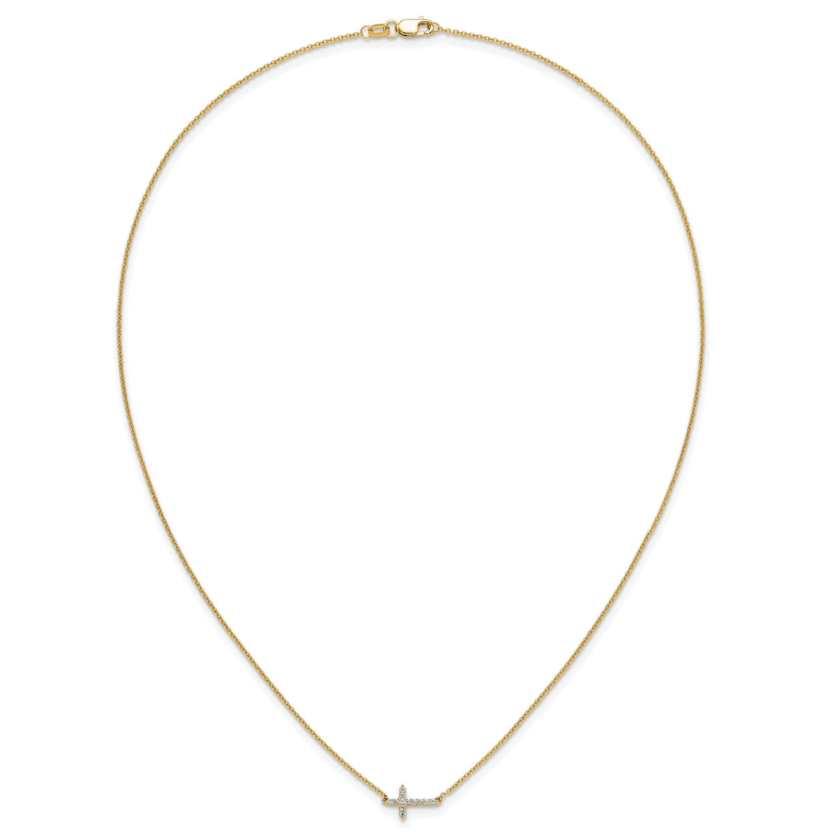 14k Diamond Sideways Cross 18in Necklace-PM4692-010-YA