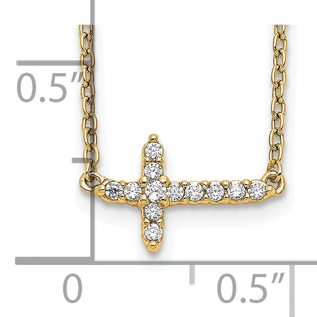14k Diamond Sideways Cross 18in Necklace-PM4692-010-YA