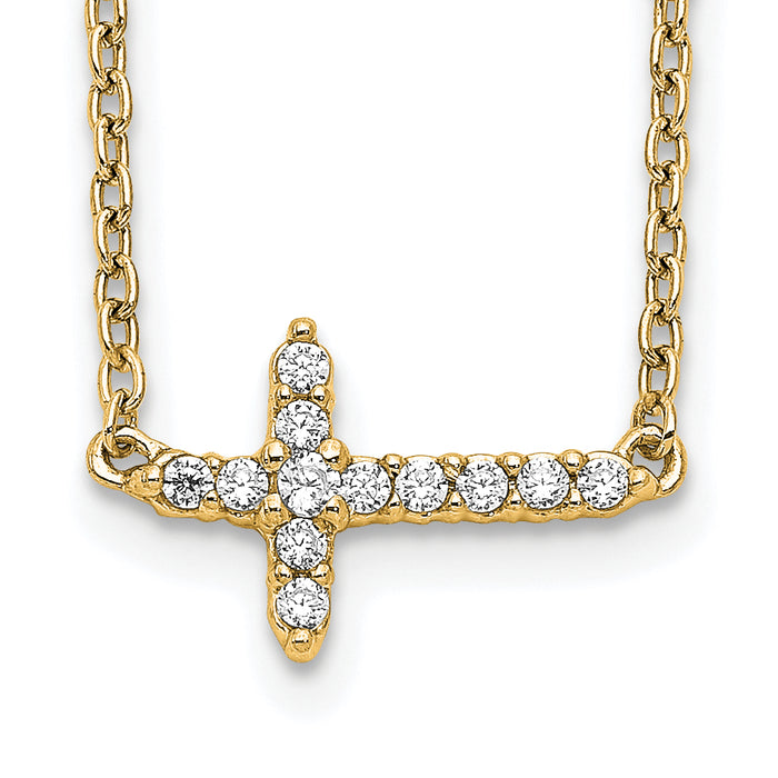 14k Diamond Sideways Cross 18in Necklace-PM4692-010-YA