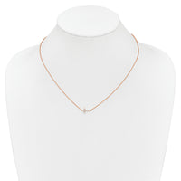 14k Rose Gold Diamond Sideways Cross 18in Necklace-PM4692-016-RA