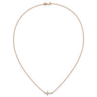 14k Rose Gold Diamond Sideways Cross 18in Necklace-PM4692-016-RA