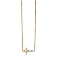 14k Diamond Sideways Cross 18in Necklace-PM4692-016-YA