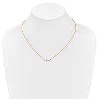 14k Diamond Sideways Cross 18in Necklace-PM4692-016-YA
