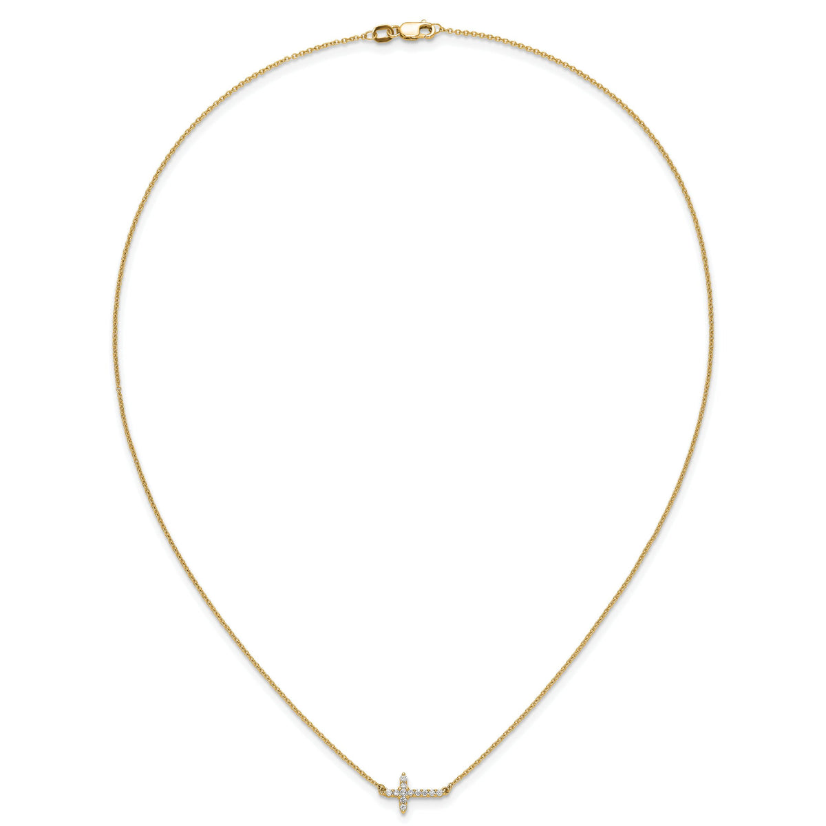 14k Diamond Sideways Cross 18in Necklace-PM4692-016-YA