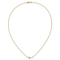 14k Diamond Sideways Cross 18in Necklace-PM4692-016-YA