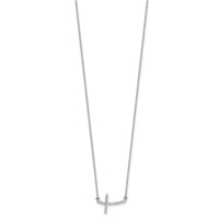 14k White Gold Diamond Sideways Cross 18 in. Necklace-PM4694-010-WA