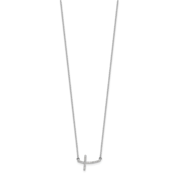 14k White Gold Diamond Sideways Cross 18 in. Necklace-PM4694-010-WA