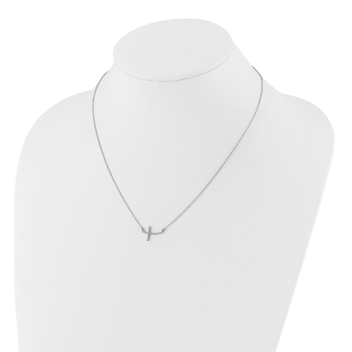14k White Gold Diamond Sideways Cross 18 in. Necklace-PM4694-010-WA