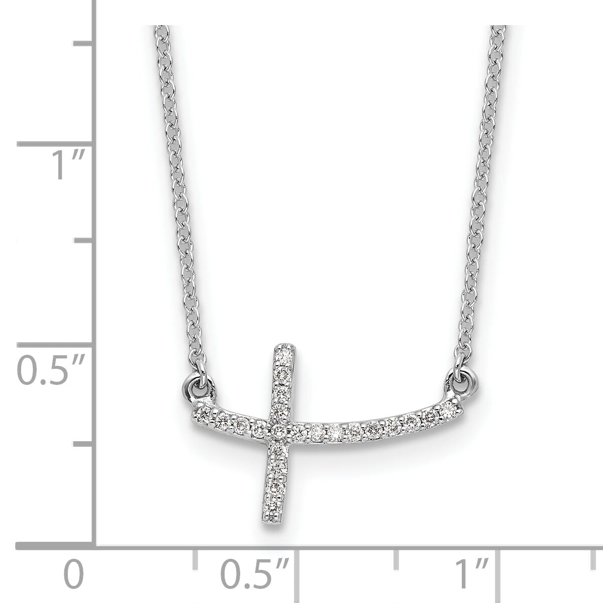 14k White Gold Diamond Sideways Cross 18 in. Necklace-PM4694-010-WA