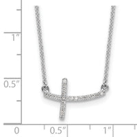 14k White Gold Diamond Sideways Cross 18 in. Necklace-PM4694-010-WA