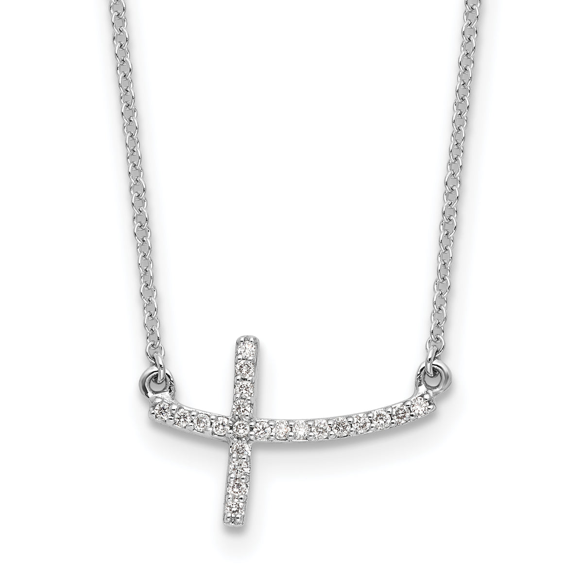 14k White Gold Diamond Sideways Cross 18 in. Necklace-PM4694-010-WA