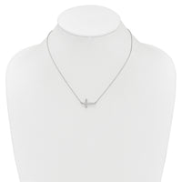 14k White Gold Diamond Sideways Cross 18in Necklace-PM4695-016-WA