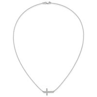 14k White Gold Diamond Sideways Cross 18in Necklace-PM4695-016-WA