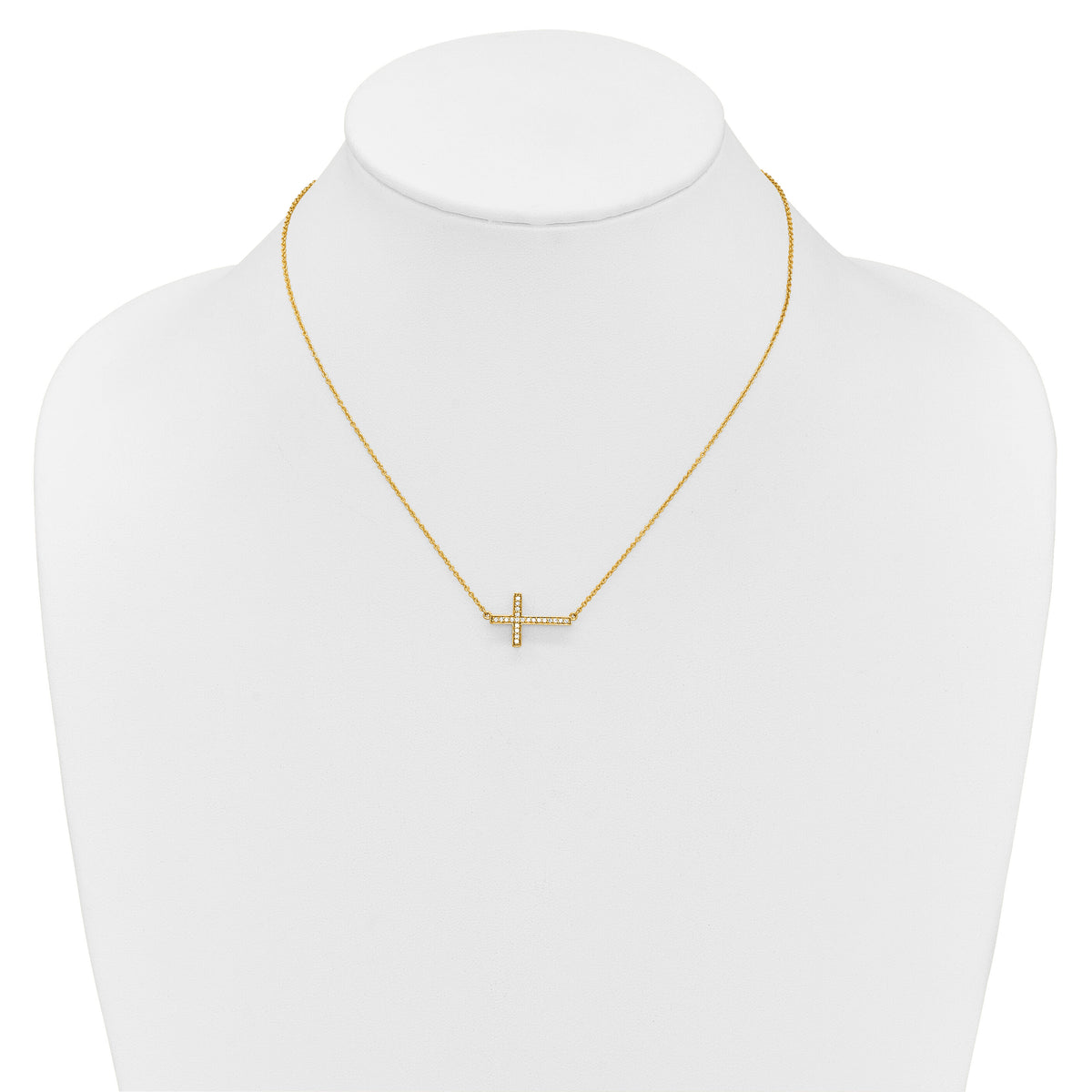 14k Diamond Sideways Cross 18in Necklace-PM4695-016-YA