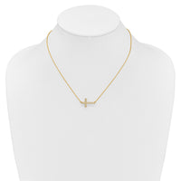 14k Diamond Sideways Cross 18in Necklace-PM4695-016-YA