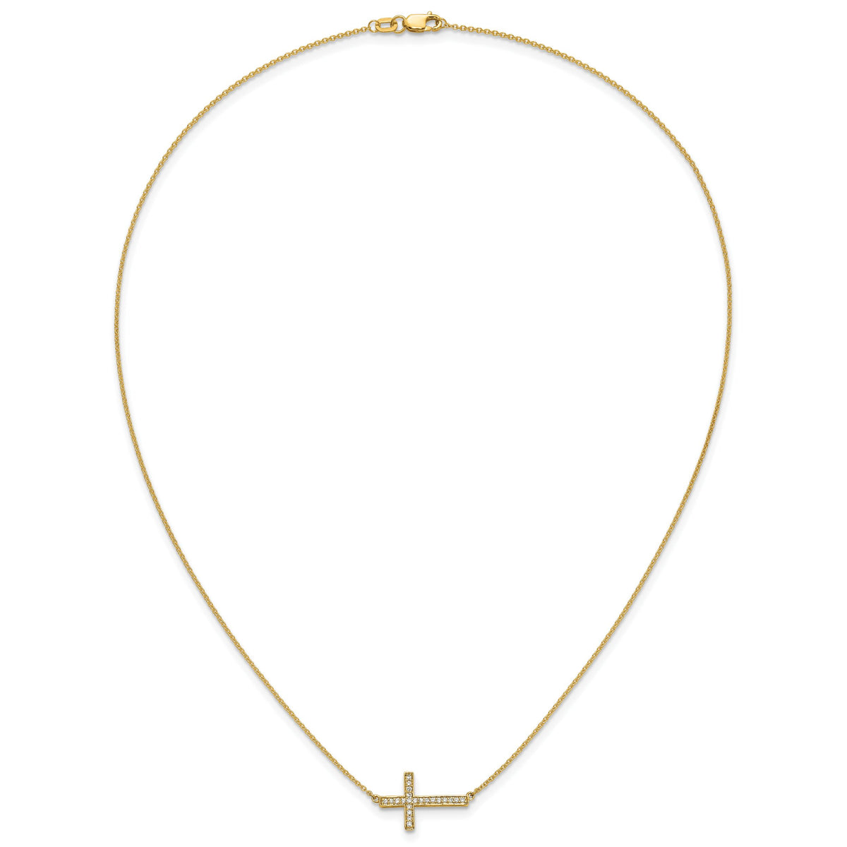 14k Diamond Sideways Cross 18in Necklace-PM4695-016-YA