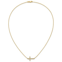 14k Diamond Sideways Cross 18in Necklace-PM4695-016-YA