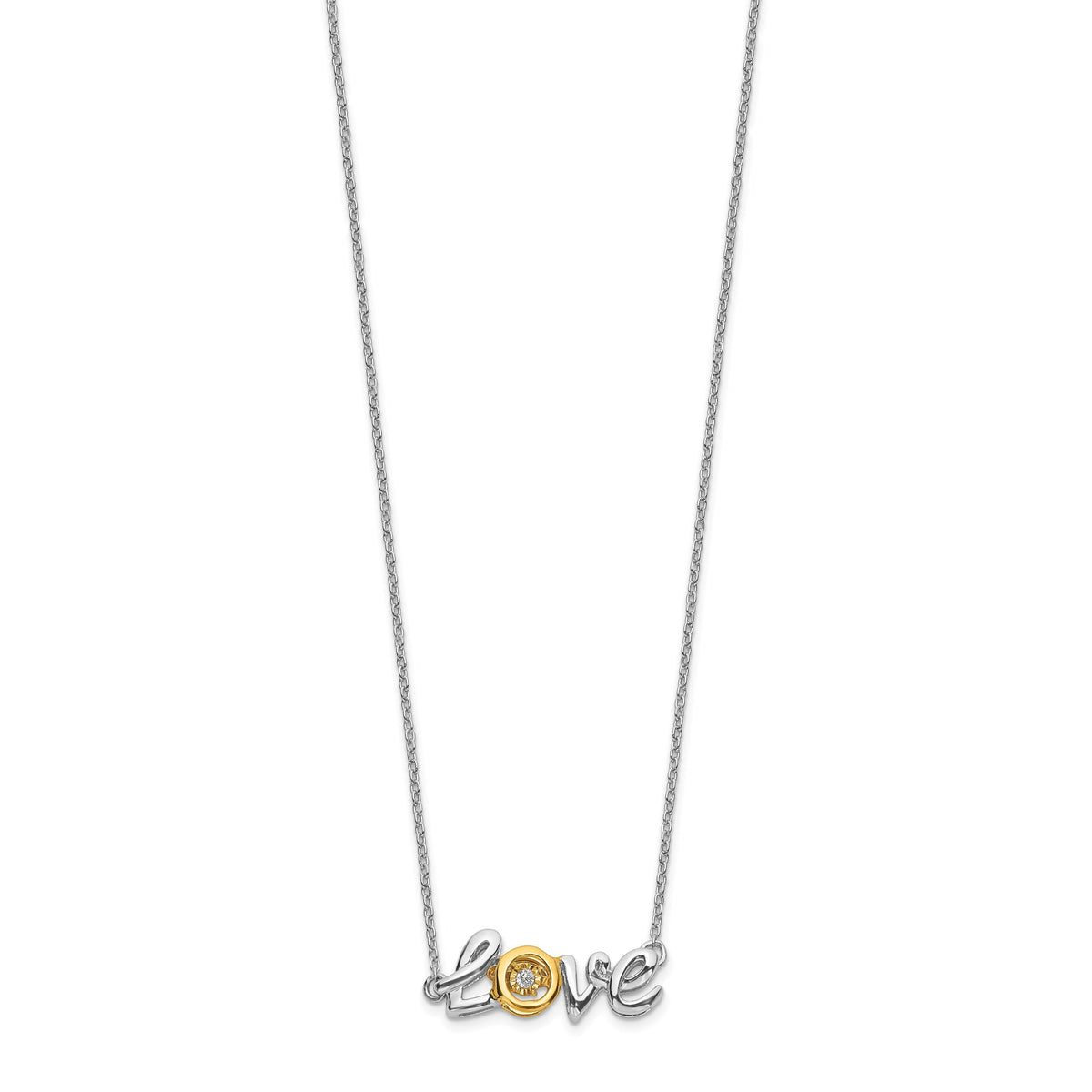 14k Two-tone LOVE Moving Diamond 18in Necklace-PM4697-003-WYA