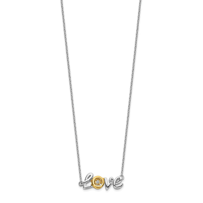 14k Two-tone LOVE Moving Diamond 18in Necklace-PM4697-003-WYA