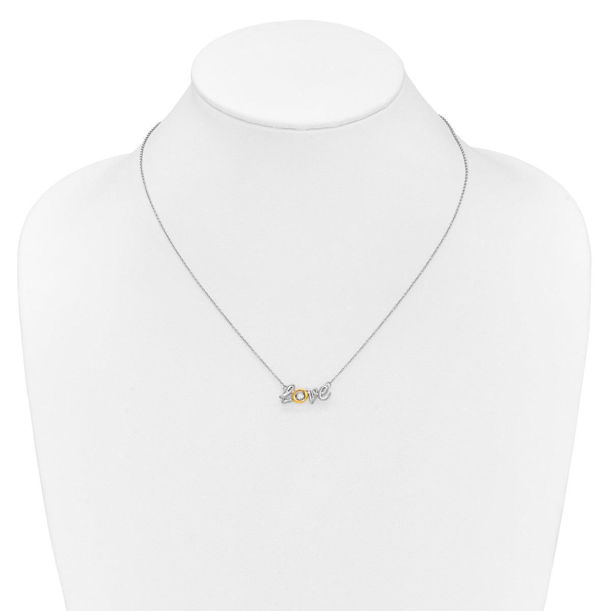 14k Two-tone LOVE Moving Diamond 18in Necklace-PM4697-003-WYA