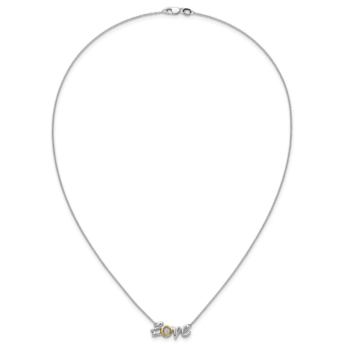 14k Two-tone LOVE Moving Diamond 18in Necklace-PM4697-003-WYA